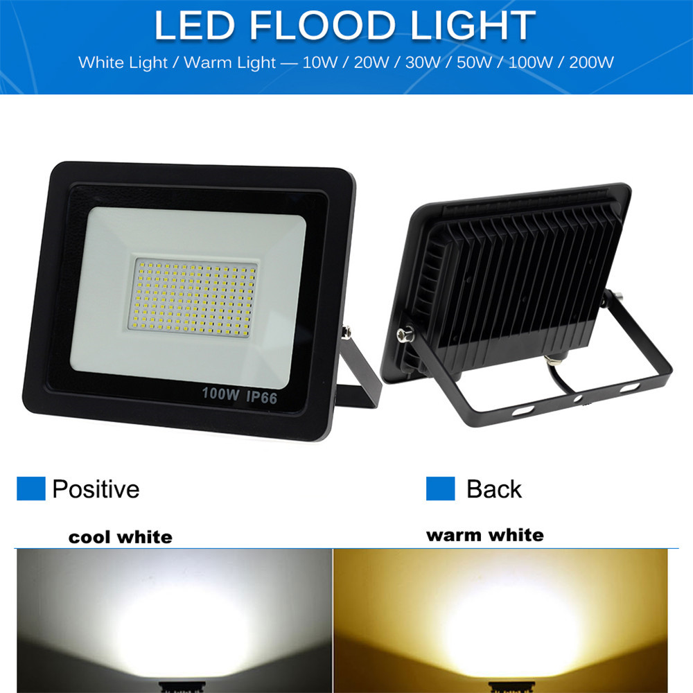 2 pcs 220V 10-100W LED FloodLight Reflector Spotlight outdoor Exterior Street wall Light High lamp Outdoor Waterproof Energy Sav