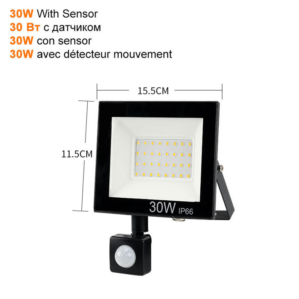 2 pcs 220V 10-100W LED FloodLight Spotlight Exterior Street wall reflector LED Lamp Human Body Induction Light Dimmable Garden Y
