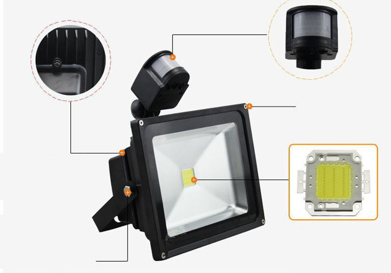 10pc/lot PIR Infrared Motion Sensor Led Floodlight 110-265V 10W 20W 30W 50W Waterproof IP65 For Garden Spotlight Outdoor Light
