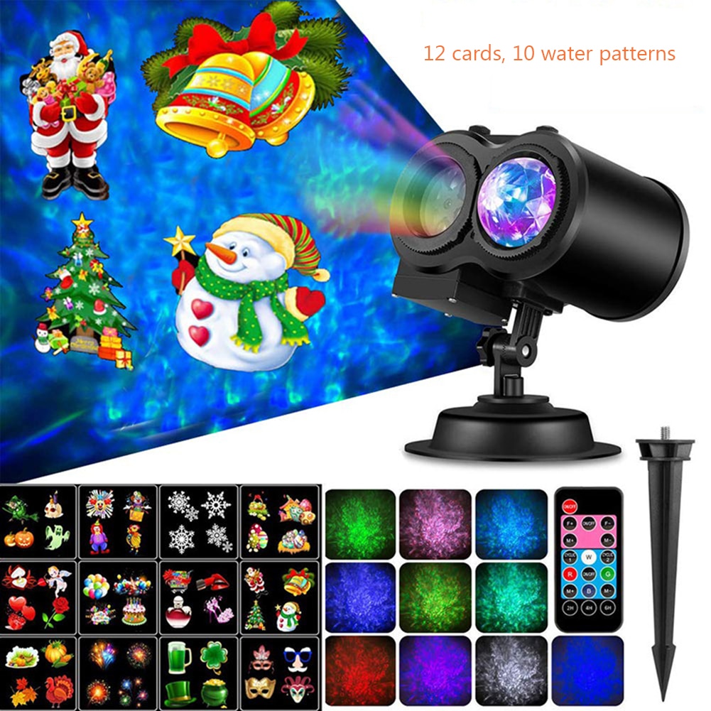 12/16 Christmas Pattern Laser Projector Light for Xmas New Year Stage Party Decoration Outdoor Garden Waterproof Projection Lamp