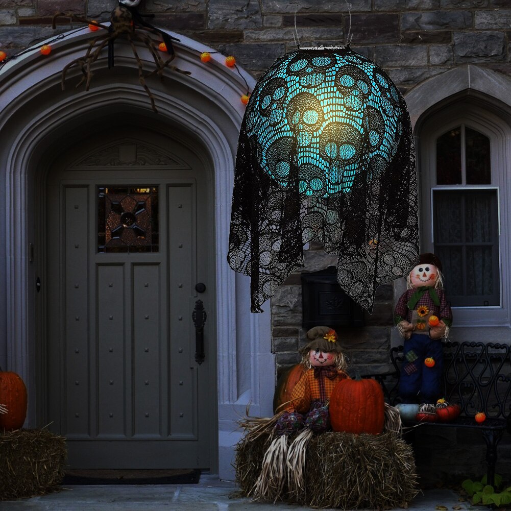 Solar Lantern Light HANGing Projection Horror Home Party Festival Pumpkin Skull Halloween Decoration Solar Lamp Pendant Lighting