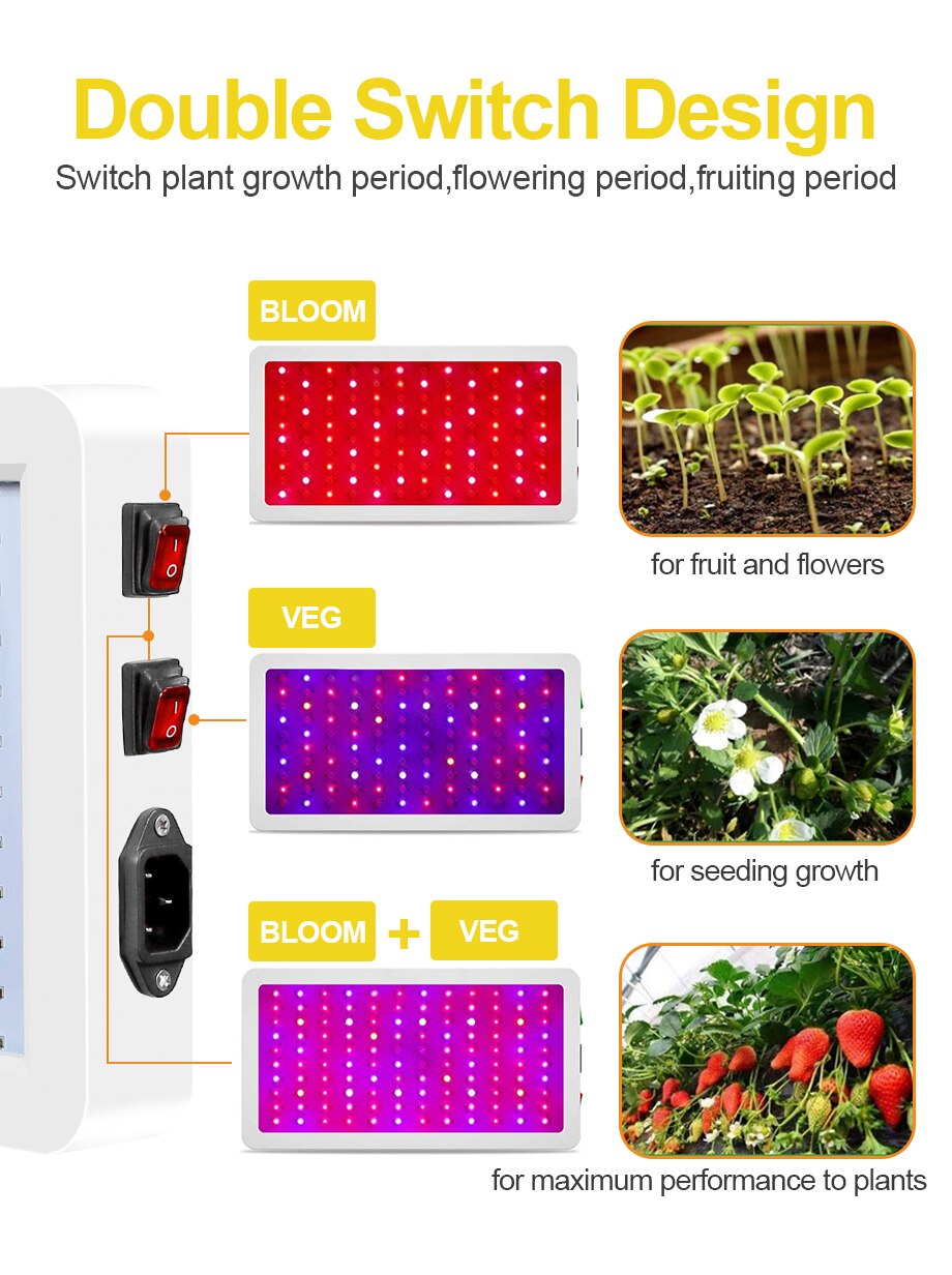 LED Grow Light Full Spectrum Waterproof Phytolamp 3000W 2835 Leds Chip Phyto Growth Lamp Plant Lighting for Indoor Plants