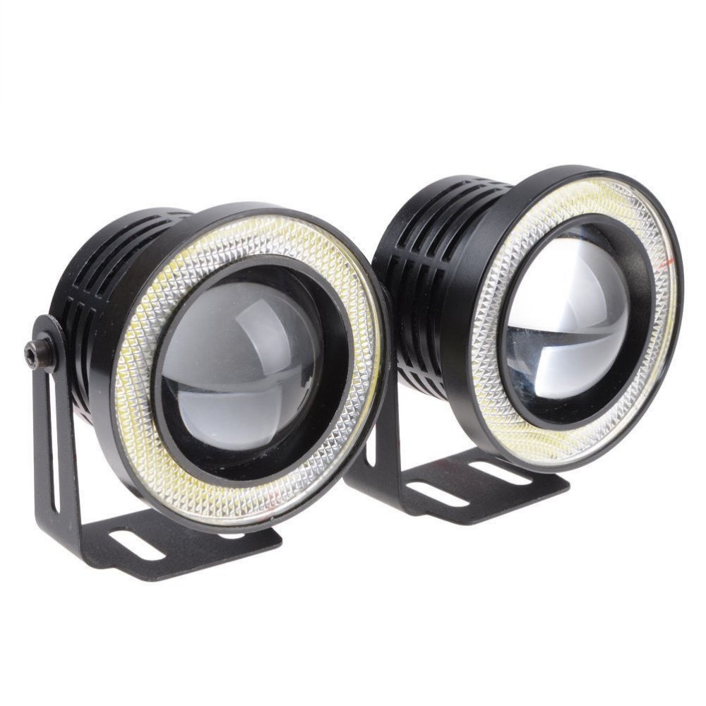 2Pcs 3 Car COB LED Fog Light Projector White Angel Eye Halo Ring DRL Driving BulbsFits car with the size of 3 light holes.