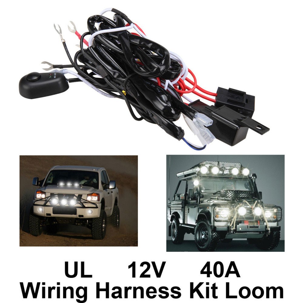 New High Quality Universal12V40A Car Fog Light Wiring Harness Kit Loom For LED Work Driving Light Bar With Fuse And Relay Switch