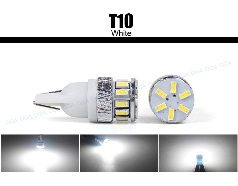 OGA 10PCS Big Super Bright White color T10 194 W5W SMD LED High Power Car Auto Wedge Lights Parking Bulb Lamp DC12V