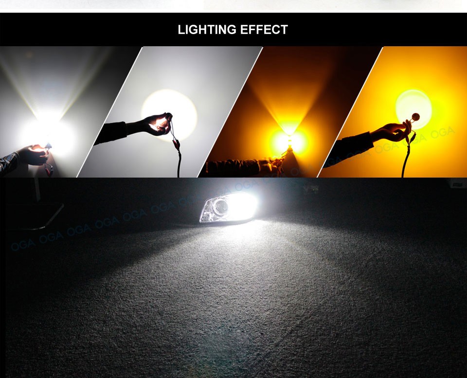OGA 2PCS 700Lumens Super Bright SMD3030 Amber Yellow 1156 BA15S Car Auto LED Lamp