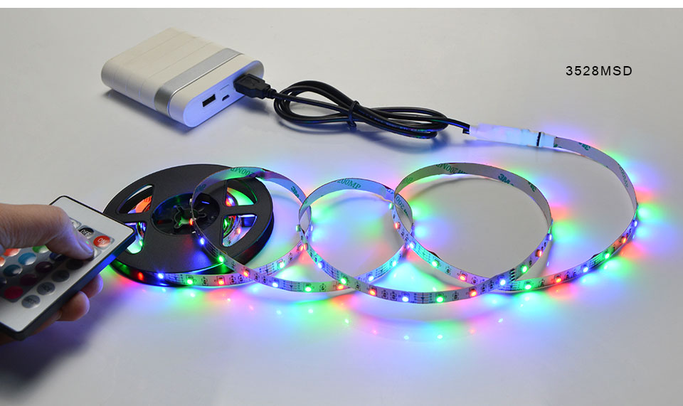 3528 SMD 5050 SMD DC 5V USB cable LED strip light led light lamp USB charger adapter RGB LED control IP20 waterproof 2m 3m 5m