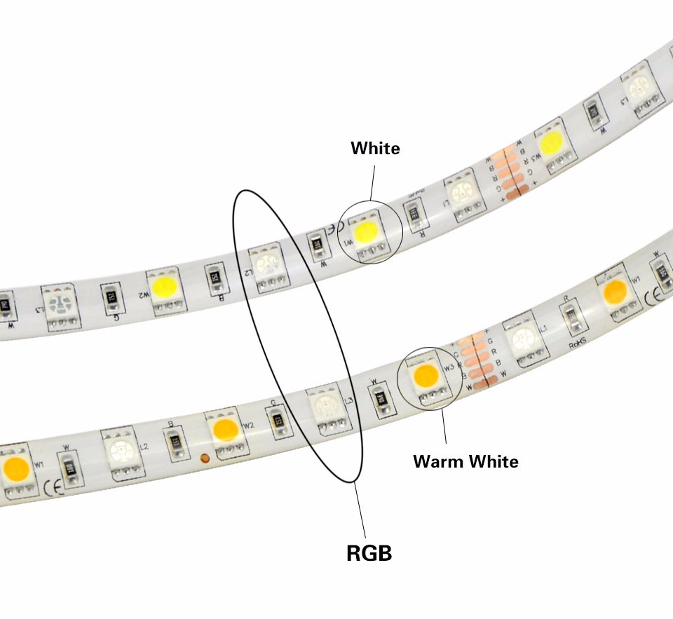 Waterproof RGBW RGBWW SMD 5050 5M LED Strip light Ribbon RGB White DC12V Tape 40key Remoter Controller 3A Power Adapter