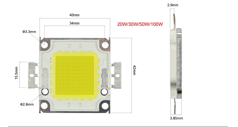 1Pcs 1W 3W LED Spotlight Bulb 10W 20W 30W 50W 100W High Power integrated LEDs lamp Chip COB SMD Diodes For Flood light