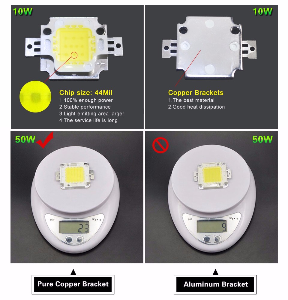 6colors 10W 20W 30W 50W High Power Integrated COB Chip LED lamp Bulb IP67 Waterproof Power Driver For DIY Flood lights