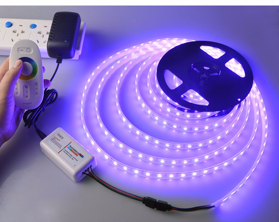 IP67 Waterproof RGB LED Strip Light 5050 SMD LEDs Tape Ribbon RGB 2.4G Touch Controller 3A Power Adapter EU US Plug