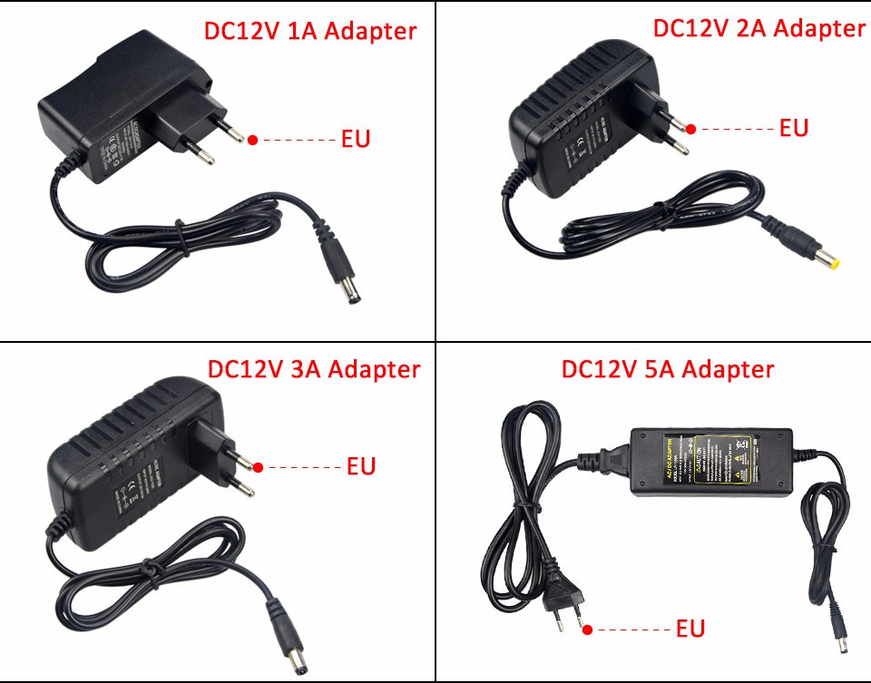 100V 240V to 12V 1A 2A 3A lighting transformer Power Supply EU US adapter Converter Charger for 5050 3528 5630 LED Strip Light