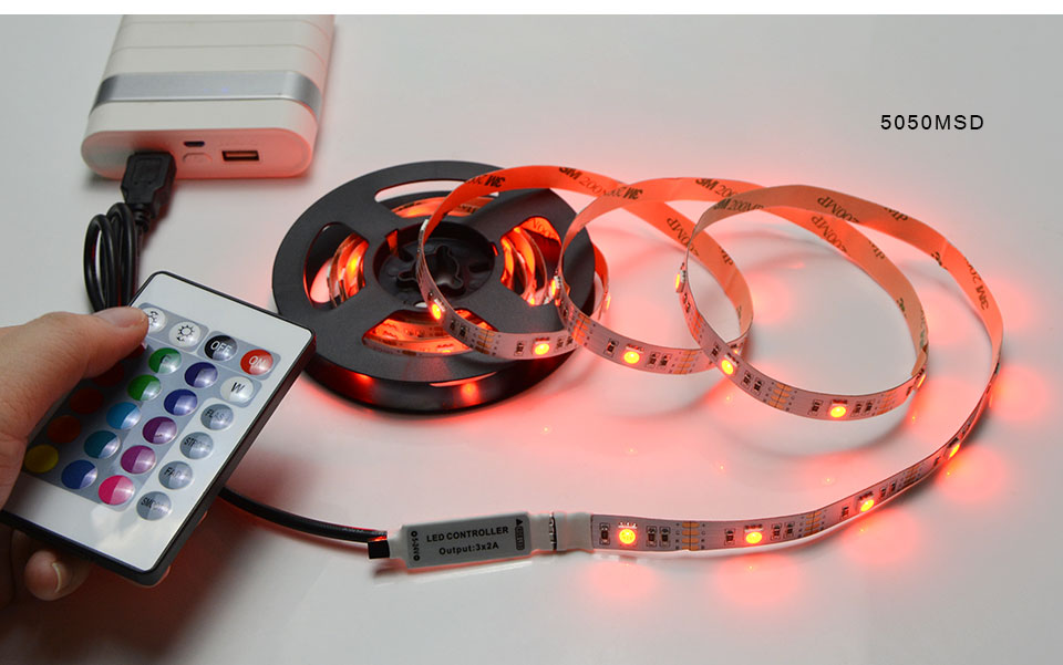 3528 SMD 5050 SMD DC 5V USB cable LED strip light led light lamp USB charger adapter RGB LED control IP20 waterproof 2m 3m 5m