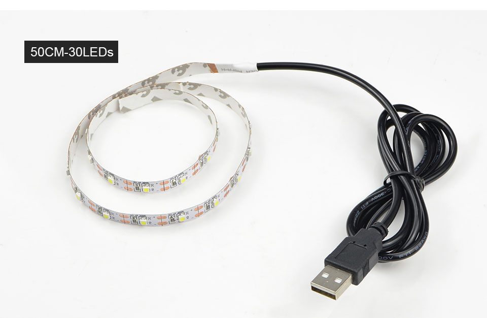 DC 5V 50CM 1M 2M USB LED Strip Light 3528 SMD IP20 RGB Warm Cool White Flexible TV Background Lighting Strip Wall Lamp