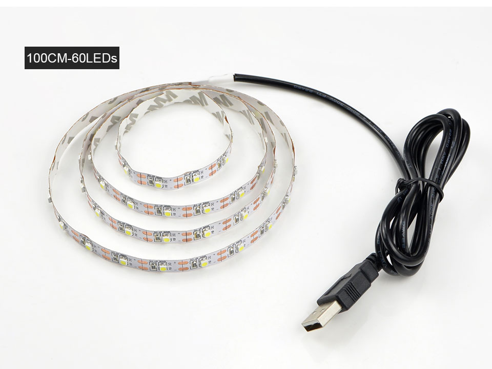 DC 5V 50CM 1M 2M USB LED Strip Light 3528 SMD IP20 RGB Warm Cool White Flexible TV Background Lighting Strip Wall Lamp