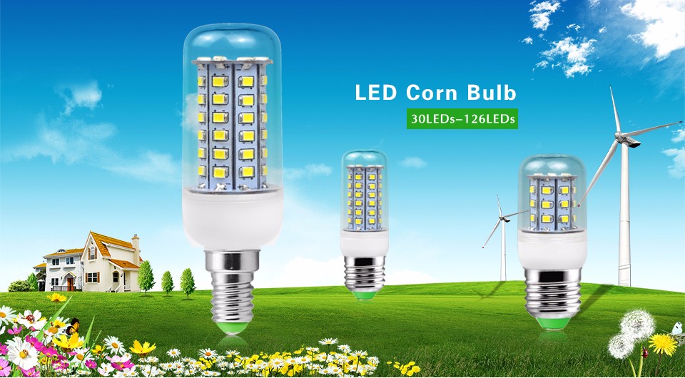 2835 SMD A Long life LED corn light 30 36 48 56 69 89 102LED E14 E27 220V night light Replace lamp Bulb CFL 7W 12W 15W 20W 25W