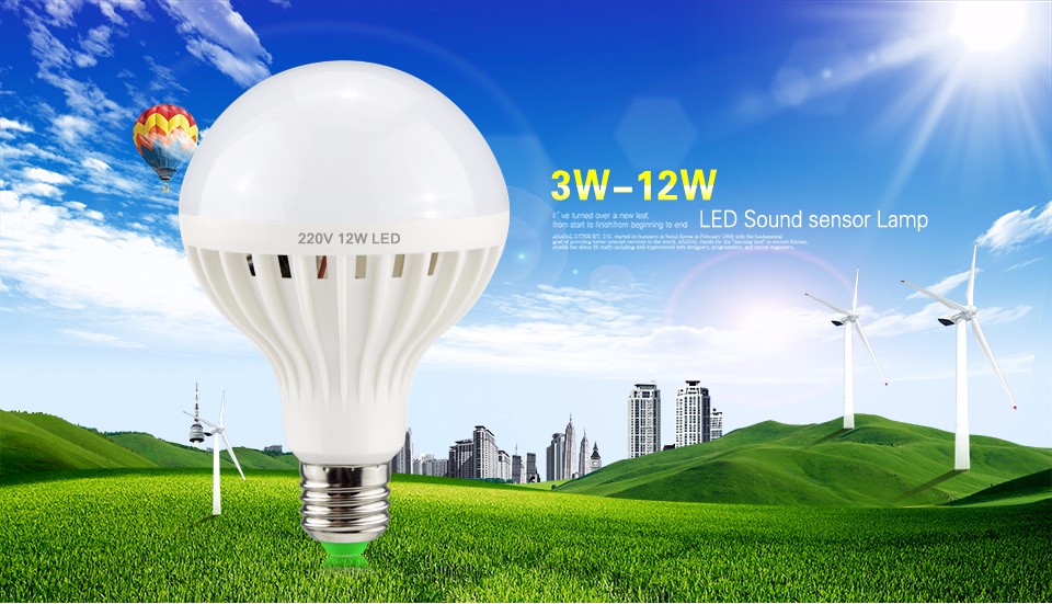 Night light E27 220V SMD 5730 LED Bulb Lamp Sound Voice Induction Light Sensor Control Detection for Hallway Stair lighting