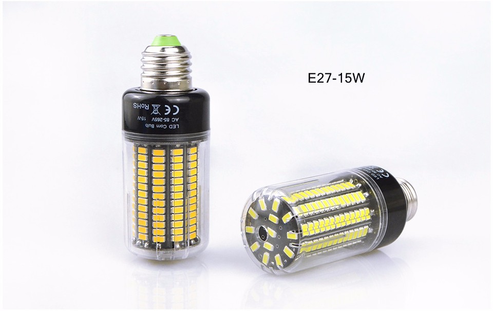 LED Bulb lamp Aluminum plate smart IC SMD 5736 LED corn light 85 265V E27 E14 15W Lumen more excellent than 5730 2835 SMD