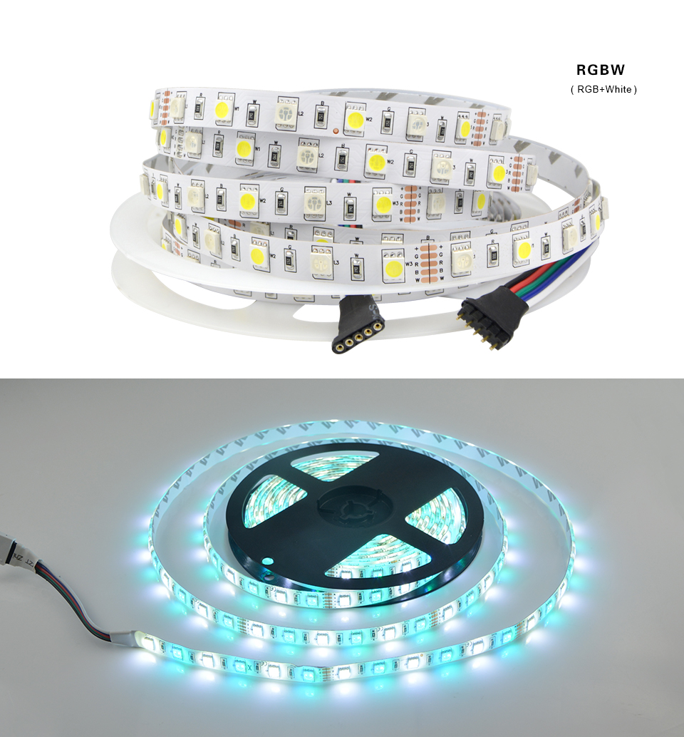 IP20 no Waterproof DC12V 5m RGB RGBW RGBWW Ribbon led strip light 5050 SMD LED string light decoration lamp Tape Indoor lighting