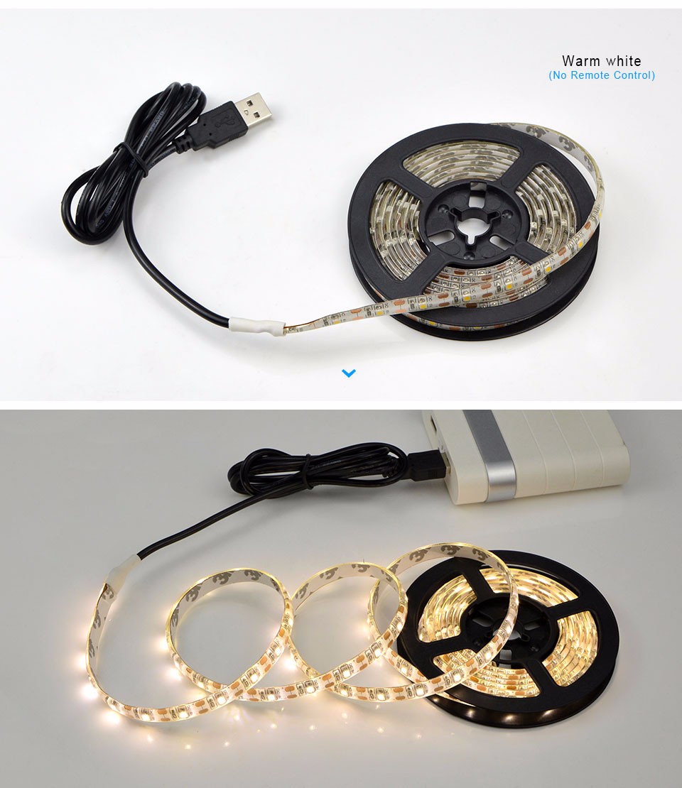 IP65 Waterproor IP20 Non Waterproof USB Powered LED Strip light 5V 50CM 1M 2M 3528SMD RGB Decor Tape For TV Backgroud lighting