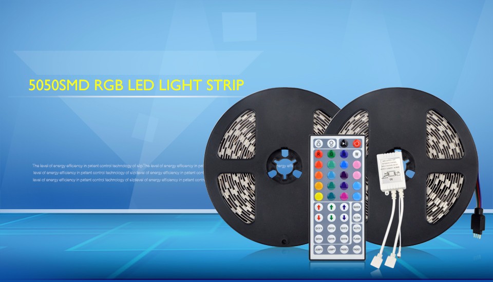 10M 2 x 5M SMD 5050 RGB LED Strip Decorative 300 LEDs light Tape Ribbon With 12V 3A Adapter 44 Keys IR Remote Controller Kit