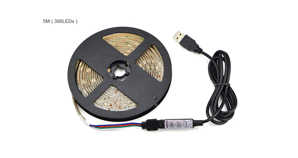 5050 SMD DC 5V USB cable RGB LED strip light 1m 2m 3m 5m 3key 24Keys IR 17Key RF remote control string tape lamp 30LEDs m