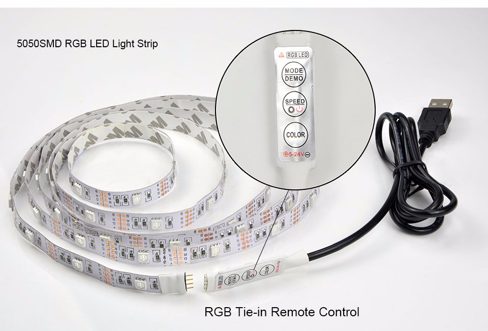 IP20 IP65 0.5m 1m 2m 3m 4m 5m DC 5V Power Supply RGB USB LED Strip light 5050 SMD decor lights DIY TV Background lamp