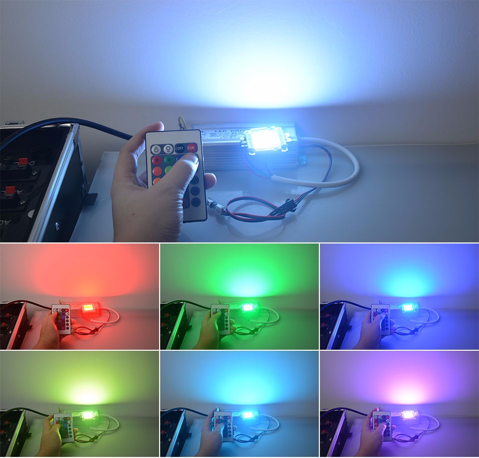 1Set For DIY Floodlight Spot light bulbs Full Watt RGB Integrated Chip 10W 20W 30W 50W RGB LED lamp Driver 24Key Remote