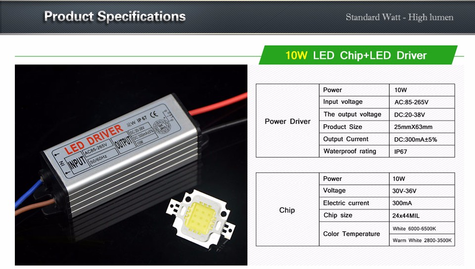 Really Watt 10W 20W 30W 50W 100W Integrated COB LED Beads Chip light lamp Power Driver lighting transformer For Floodlight Bulb