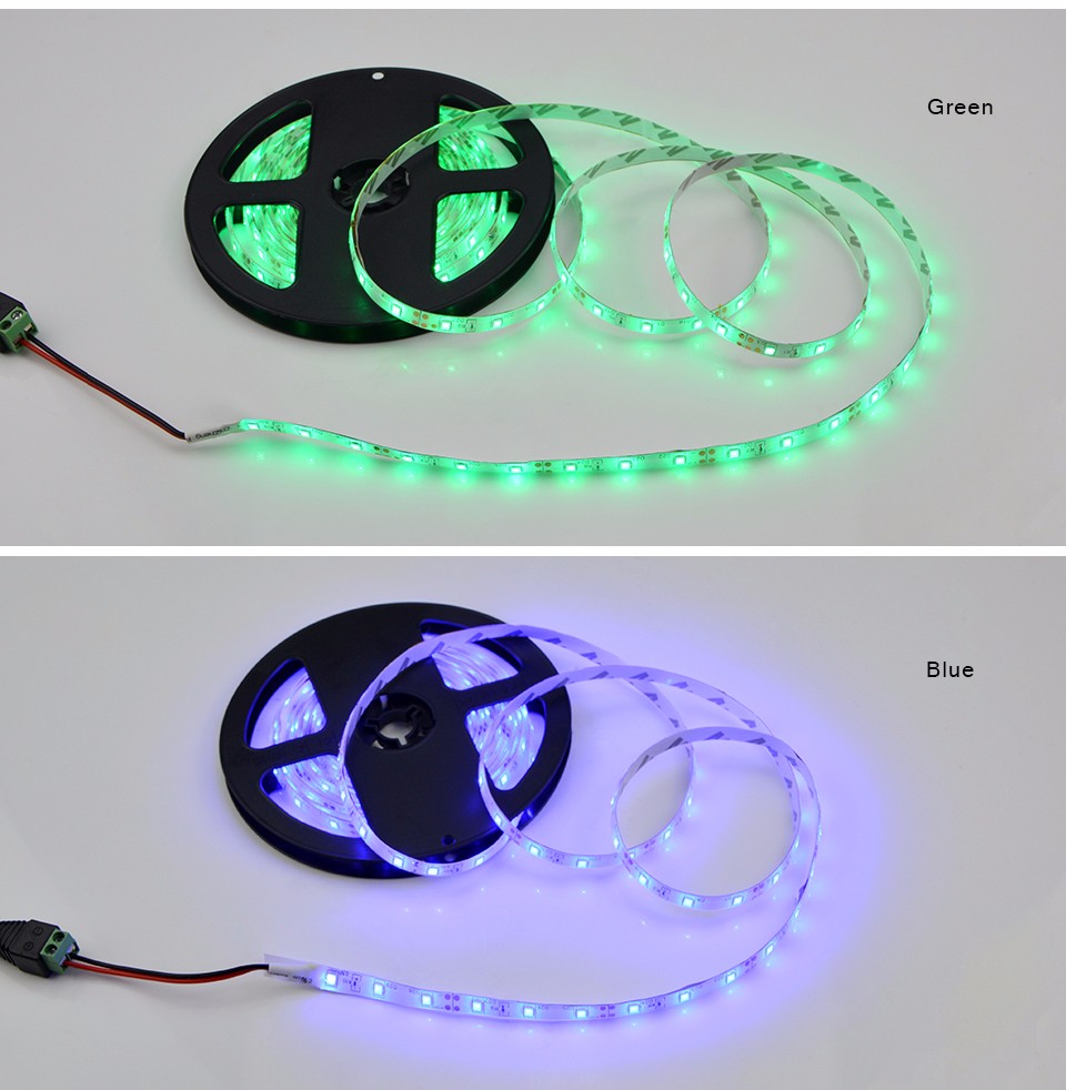 Waterproof Non Waterproof 2835 3528 SMD RGB LED Strip light tape String DC12V 5M 44Key Remoter 3A Power Supply Holiday lighting