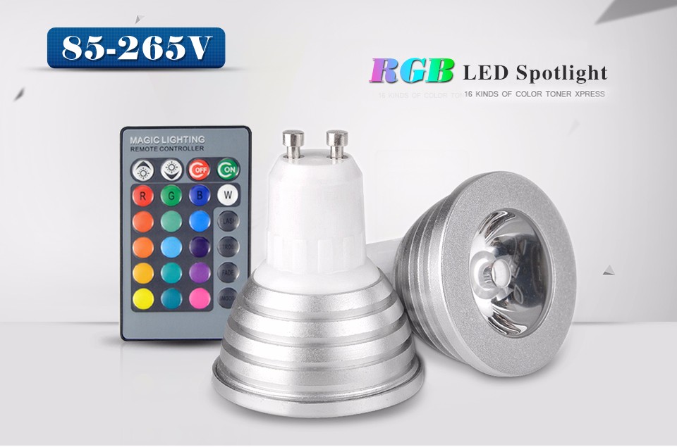 85 265V GU10 RGB LED Stage lights Colors Dimmable lamp 110V 220V With 24 Keys Remote Controller Spotlight Bulb Decor Night light