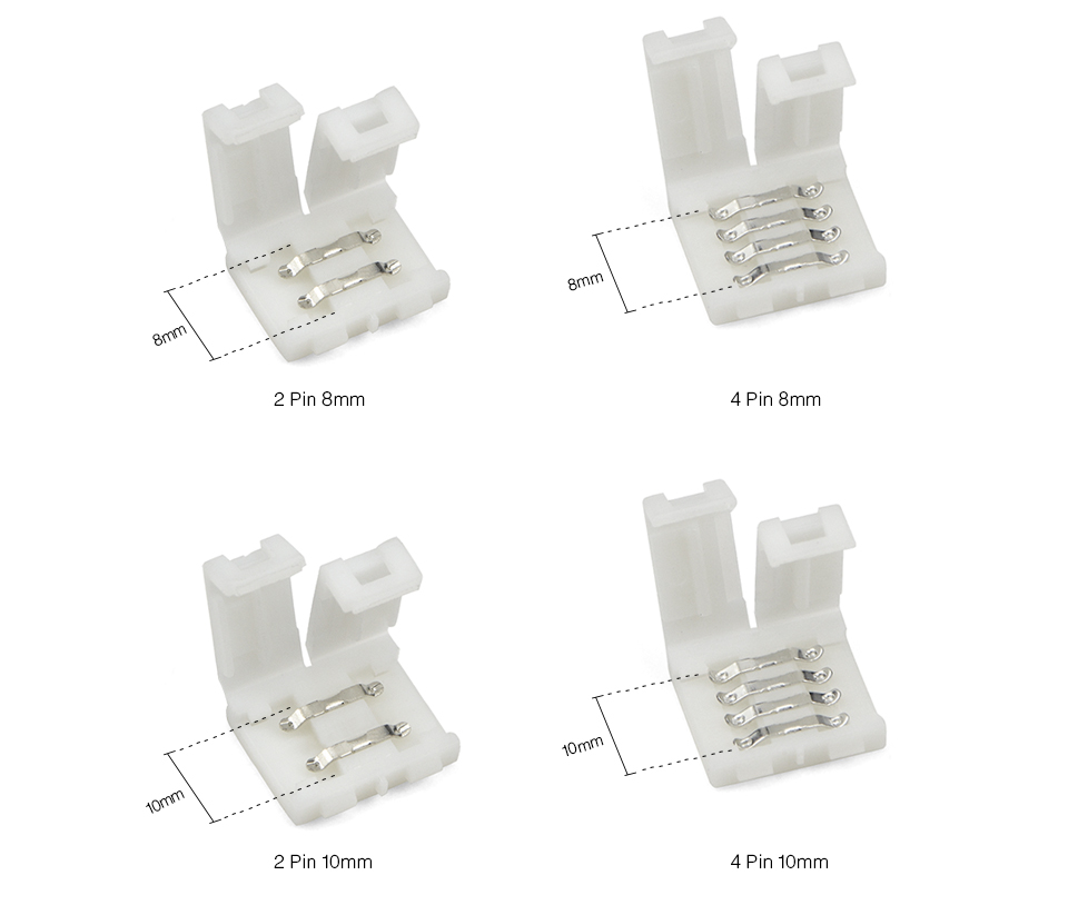 5Pcs LED Strip Connectors Free Welding Connector 2pin 8mm 2pin 10mm 4pin 8mm 4pin 10mm for 2835 3528 5050 SMD RGB ribbon tape