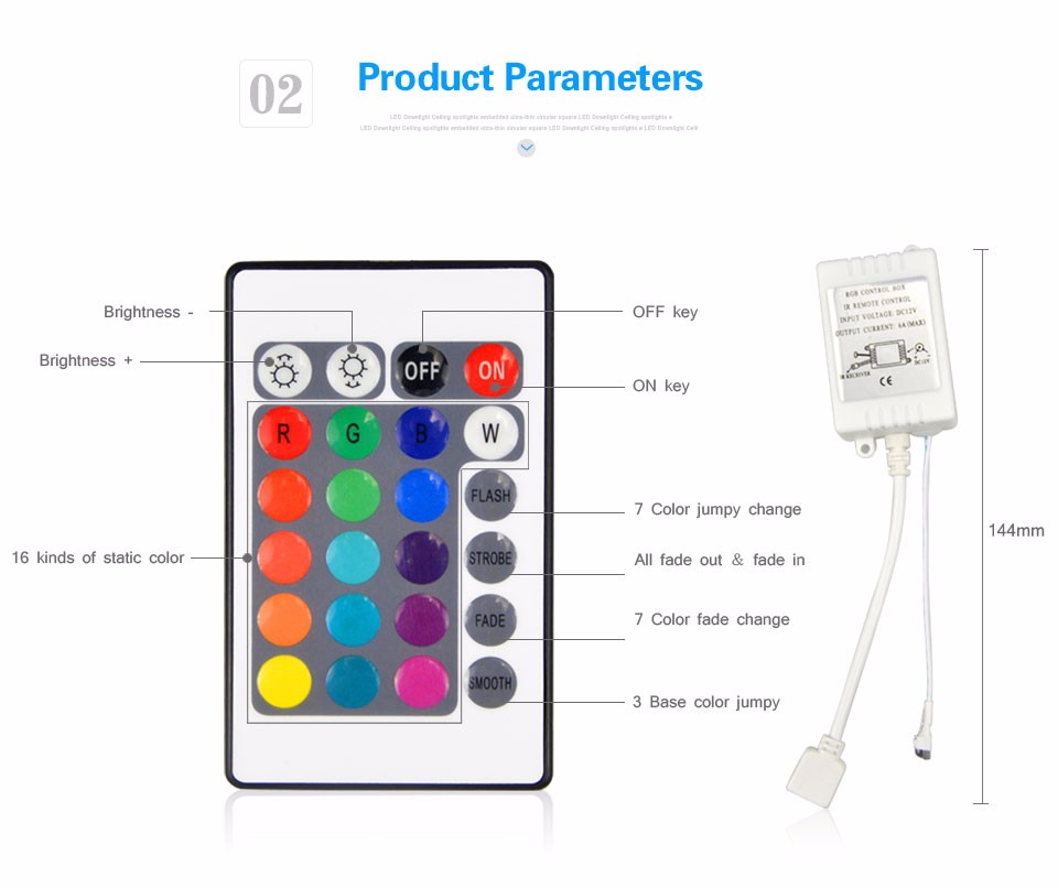 DC12V Waterproof IP67 Silicone Cannula 5050 SMD 5M LED Strip light 300LEDs 24key RGB Controller 3A Power Adapter DIY Tape