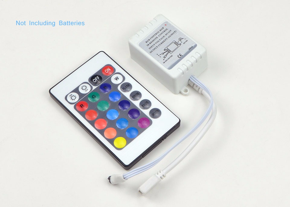 DC12V Waterproof IP67 Silicone Cannula 5050 SMD 5M LED Strip light 300LEDs 24key RGB Controller 3A Power Adapter DIY Tape