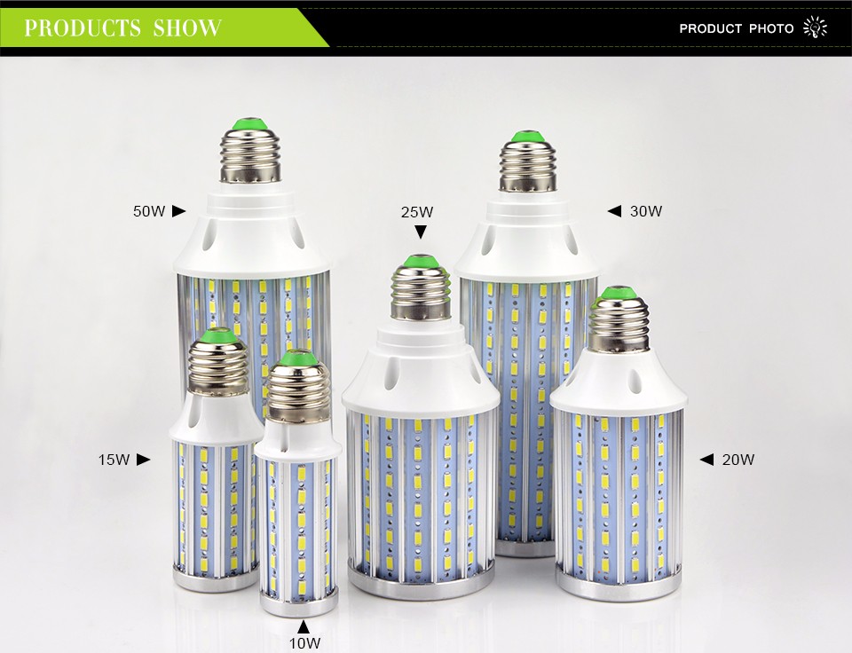 85 265V LED Corn light lampada10W 15W 20W 25W 30W 50W E27 E14 5730 SMD110V 220V Aluminum PCB bulb lamp Lantern LED Spotlight