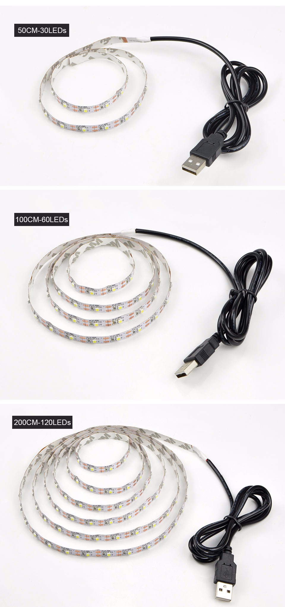 LED Lamp DC 5V RGB USB LED Strip Light 3528 SMD 1M 2M 3M 4M 5M white warm Flexible ribbon Tape TV Background home lighting