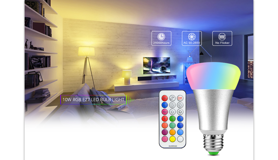 RGB LED lamp 110V 220V E27 10W RGBW RGBWW LED Bulb Aluminum LED light home lighting Decor Lamp RGB Remote Control