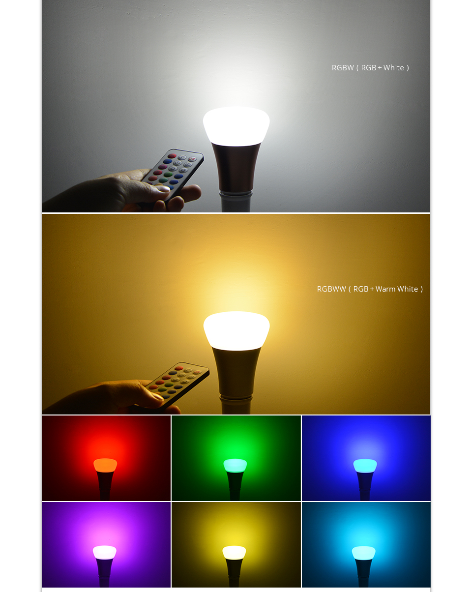 RGB LED lamp 110V 220V E27 10W RGBW RGBWW LED Bulb Aluminum LED light home lighting Decor Lamp RGB Remote Control