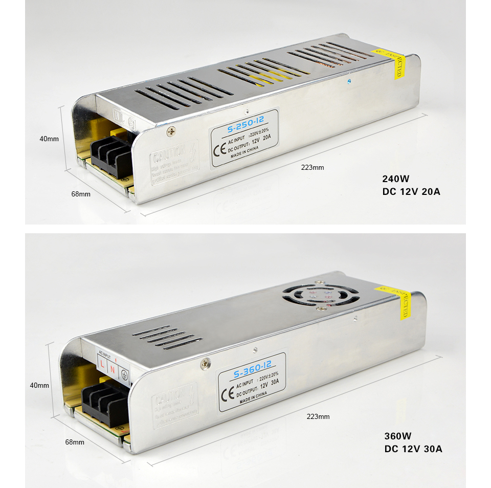 LED Power Supply Lighting Transformer DC 12V 3A 5A 8A 10A 12A 15A 16A 20A 30A Adapter LED Switch Driver for LED strip light