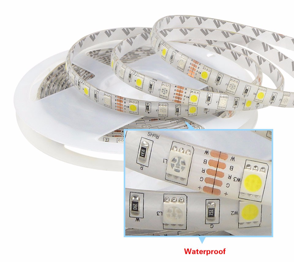 IP20 IP65 SMD 5050 RGBW RGBWW 5M LED strip light DC12V Flexible Ribbon lamp 40key Controller 3A Power Supply Adapter