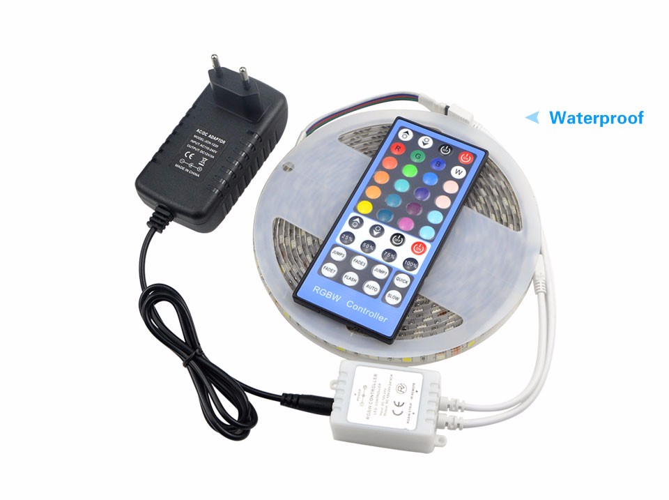 IP20 IP65 SMD 5050 RGBW RGBWW 5M LED strip light DC12V Flexible Ribbon lamp 40key Controller 3A Power Supply Adapter