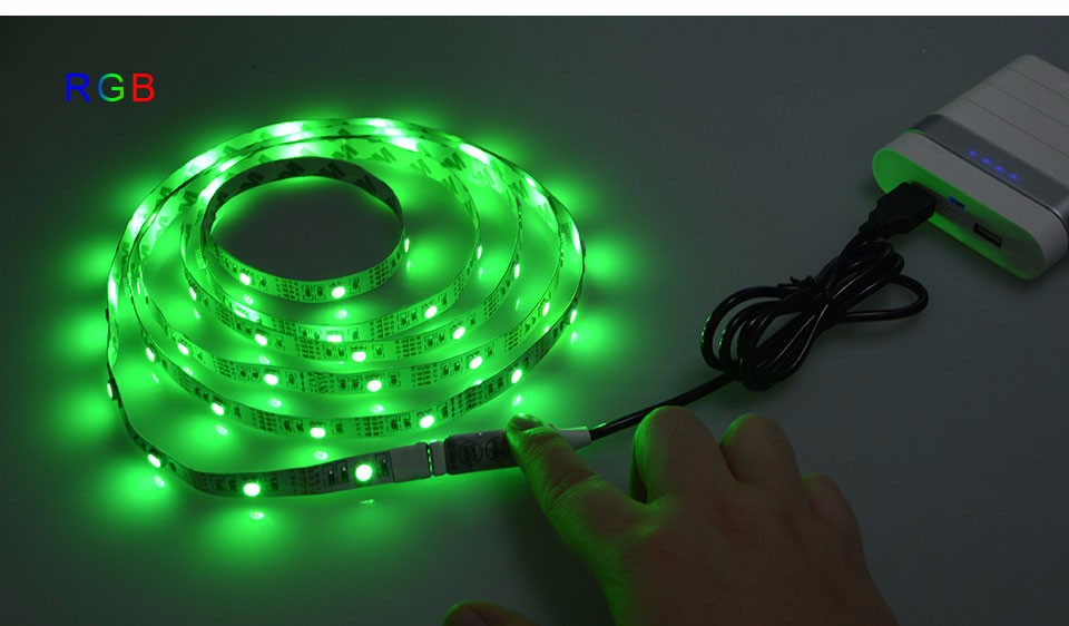 Non Waterproof 0.5m 1m 2m 3m 4m 5m RGB USB LED Strip Light DC 5V SMD 3528 5050 Flexible tape ribbon TV Background lamp Strip