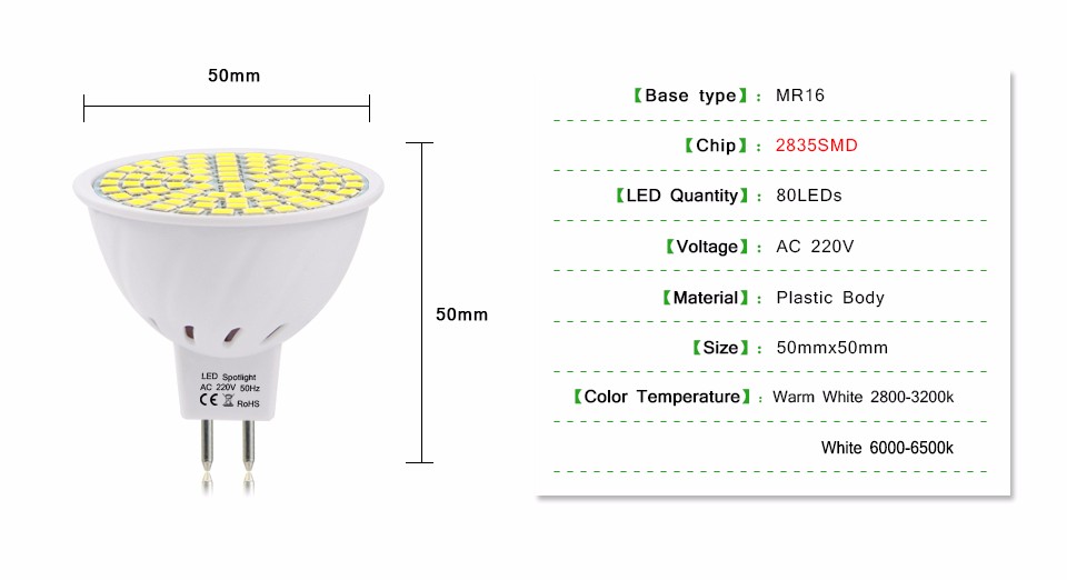 10Pcs MR16 80LEDs 60leds 27leds 220V SMD 2835 5730 LED lamp Spotlight Bulb Downlight led corn light Replace CFL 5W 7W 10W 15W
