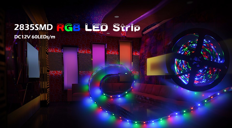DC12V RGB LED strip light 2835 3528 IP20 Non waterproof LED strip lamp bulb with 24Keys IR remote controller for indoor KTV