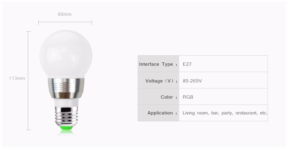 RGB LED light 85 265V 220V 110V E27 Aluminum LED Bulb Smart Dimmable RGB LED lamp Decoration Night light With IR Remote Control