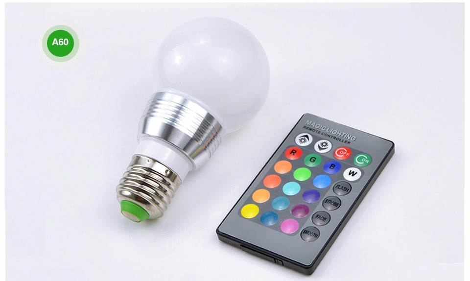 RGB LED light 85 265V 220V 110V E27 Aluminum LED Bulb Smart Dimmable RGB LED lamp Decoration Night light With IR Remote Control