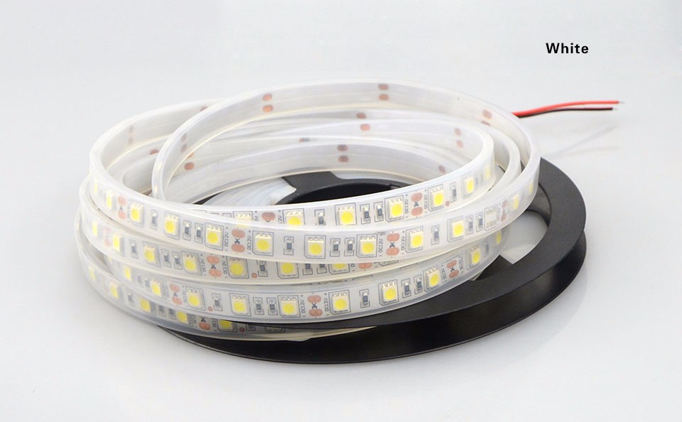 1set 5m IP67 Waterproof 5050 SMD LED Strip light DC12V White Warm White R G B Use Underwater for Swimming Pool Outdoors