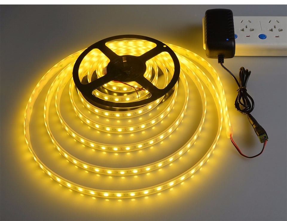 1set 5m IP67 Waterproof 5050 SMD LED Strip light DC12V White Warm White R G B Use Underwater for Swimming Pool Outdoors