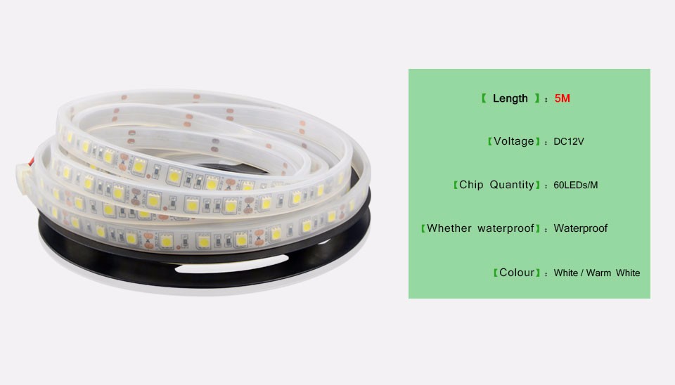 1set 5m IP67 Waterproof 5050 SMD LED Strip light DC12V White Warm White R G B Use Underwater for Swimming Pool Outdoors