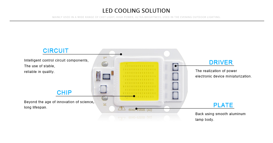 LED COB AC 220V 20W 30W 50W LED light Source Smart IC Driver Chip LED lamp DIY Outdoor Spotlight Bulb Floodlight